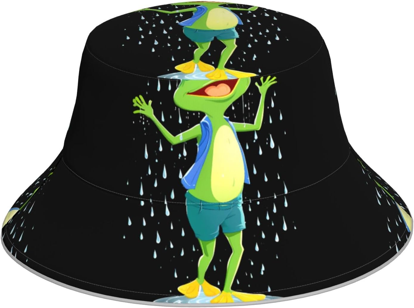 Chapeau bob — unisexe, à motifs, bandes réfléchissantes, noir