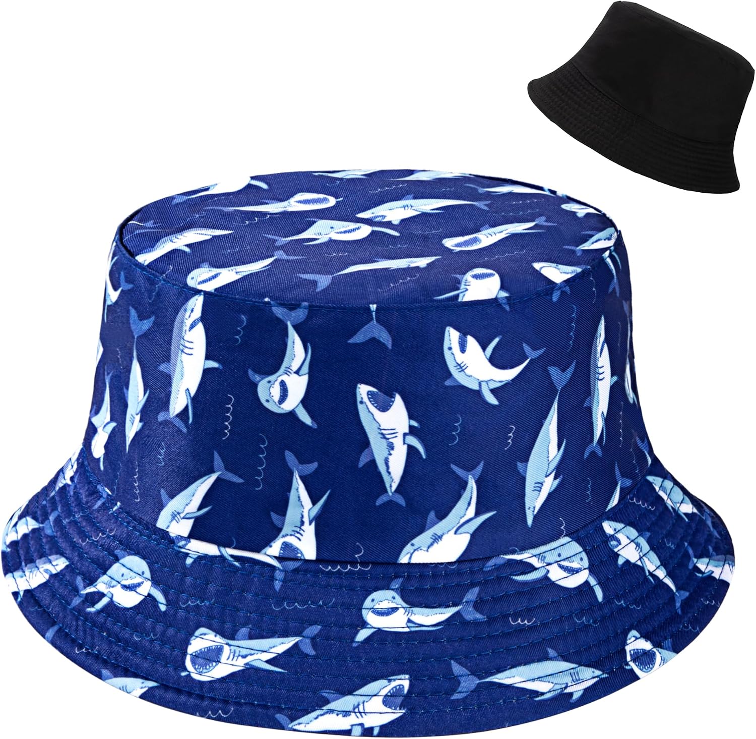 Chapeau bob: unisexe, à motifs, style dessin animé, réversible, 58cm