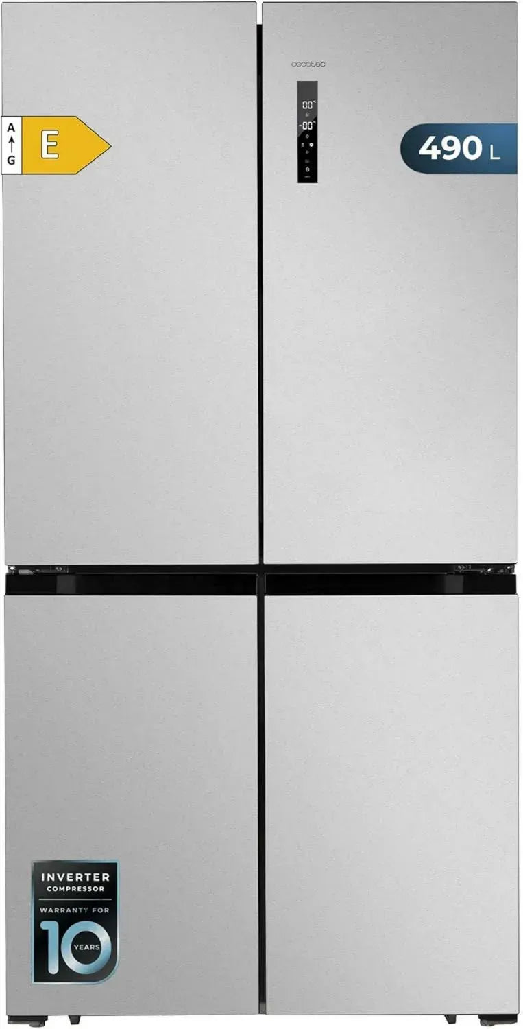 Réfrigérateur Américain Cecotec 4 Portes Acier Inoxydable 490 L - CoolMarket 4D Inox, Efficacité Inverter, Refroidissement et Congélation Rapides, NoFrost Total