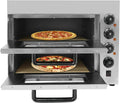 Mini Four à Pizza Électrique 3000W, Double Couche, Température Réglable 50-350°C, Idéal pour Restauration