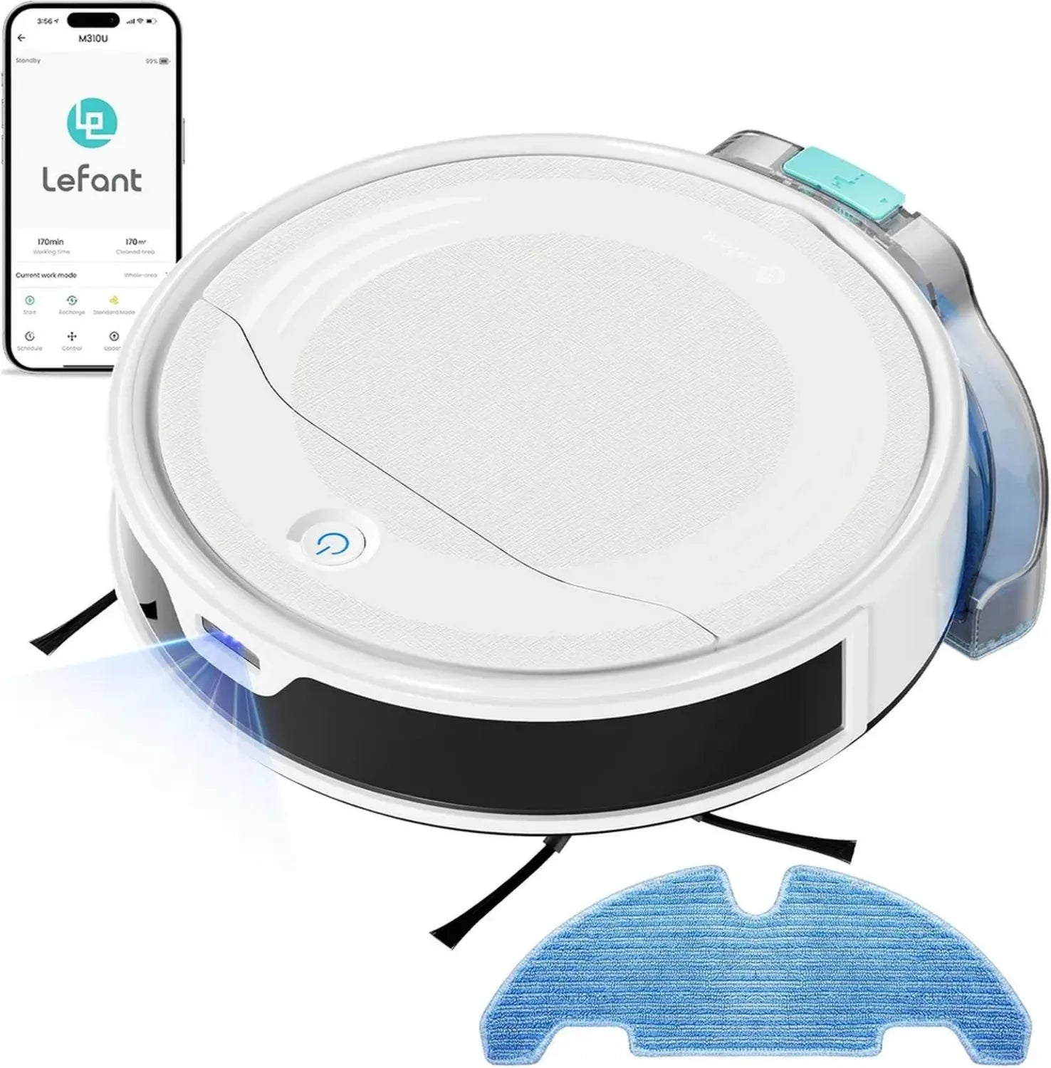 Robot Aspirateur Lefant M310 Ultra avec 6000Pa, Navigation Laser et Évitement des Obstacles, Idéal pour Animaux et Sols Durs, Commande via App/Alexa