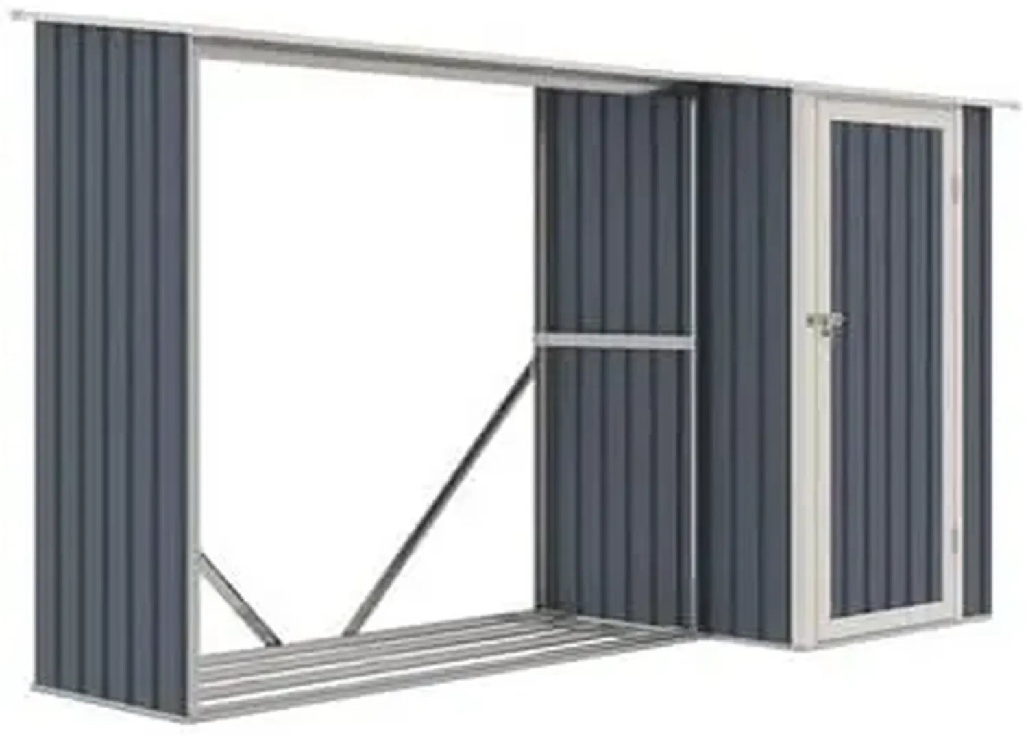 Abri à bûches en métal anthracite avec remise