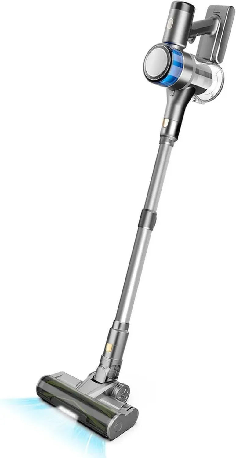 Aspirateur Balai Puissant sans Fil 400W, Autonomie 55 Min, Brosse Anti-emmêlement, Batterie Amovible, Écran LED, Idéal pour Tapis et Sols