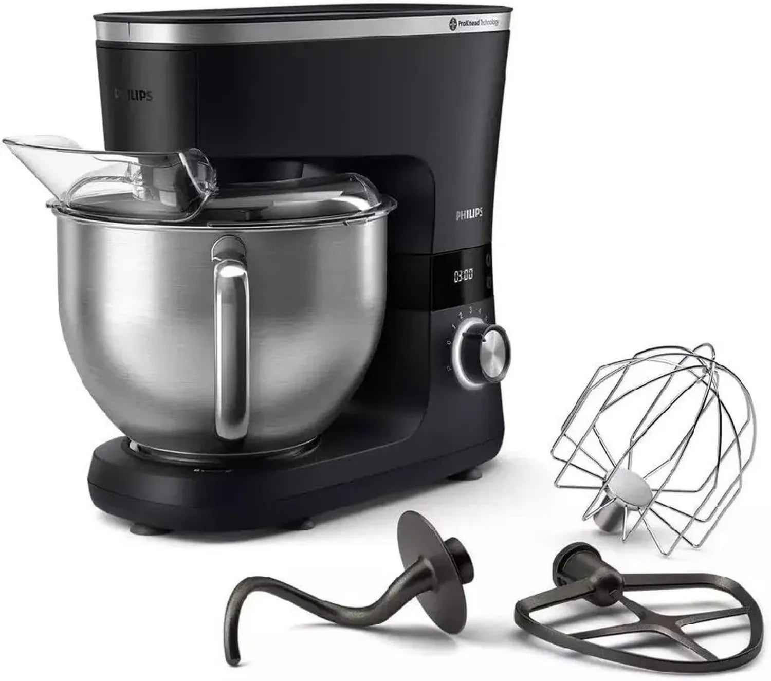 Robot culinaire Philips série 7000, 5,5 L, mixeur 1,5 L, 1000 W, 8 vitesses, argent/noir