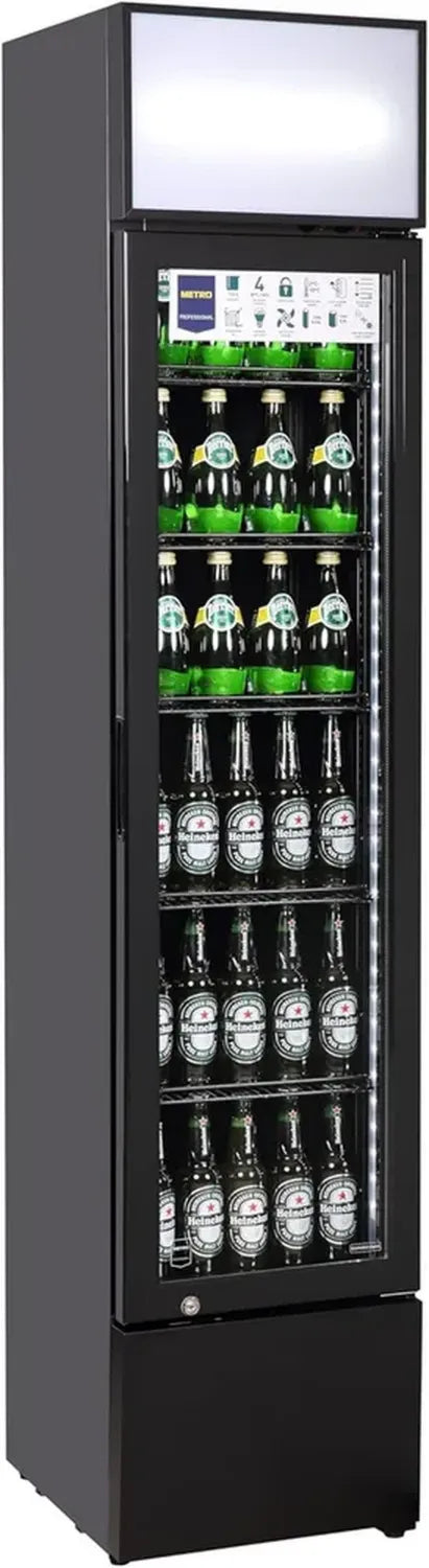 Vitrine à Boissons METRO Professional Slim 133L avec Serrure, Réfrigération Statique, 200W, Noir
