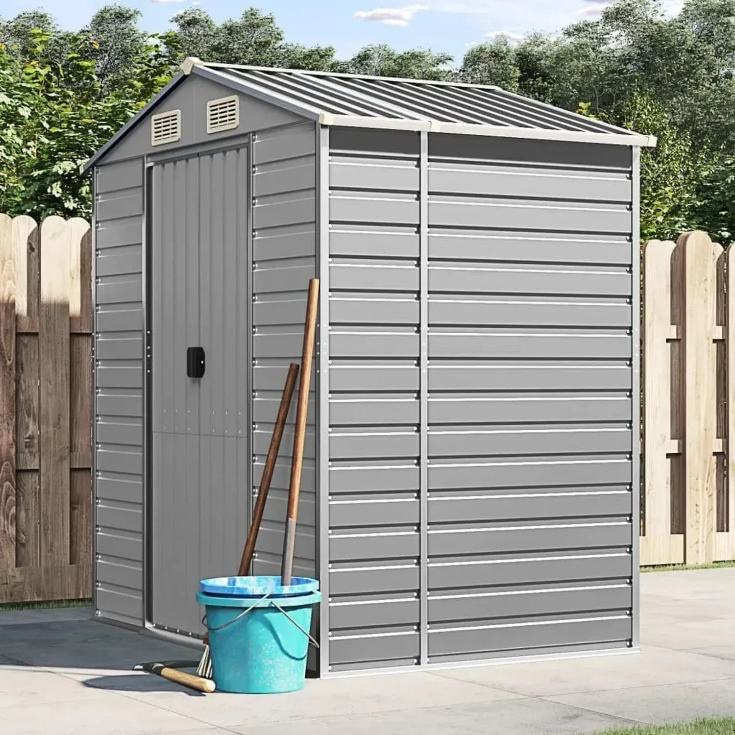 Cabane de Jardin en Acier Galvanisé - Armoire à Outils 191x130x198 cm - Idéale pour Extérieur