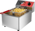 Friteuse Professionnelle Électrique 6L, Réservoir Amovible, Panier en Acier, 230V 3000W
