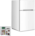 Réfrigérateur Rétro 90L Double Porte avec Congélateur 27L, Refroidissement Ajustable, Bac à Légumes et Rangement pour Bouteilles - Blanc