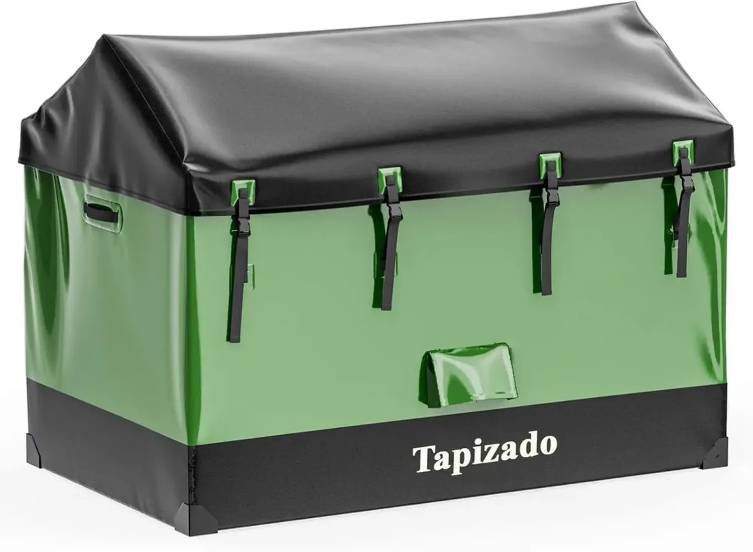 Coffre de rangement XXL 1 170L étanche pour extérieur, noir et vert, idéal pour coussins, accessoires piscine, outils jardin, sapin Noël