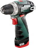 Perceuse-Visseuse Sans Fil Metabo 12V avec Indicateur de Charge, Batterie et Chargeur Inclus