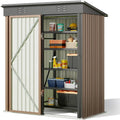 Cabane de Jardin Métallique Bealife, Rangement Extérieur en Acier Galvanisé 180x162x95 cm, Idéal pour Outils et Accessoires (Brun)