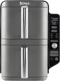 NINJA Friteuse XL Sans Huile à 2 Tiroirs, Compacte, 9,5L, 6 Fonctions, 8 Portions, Gris SL400EU