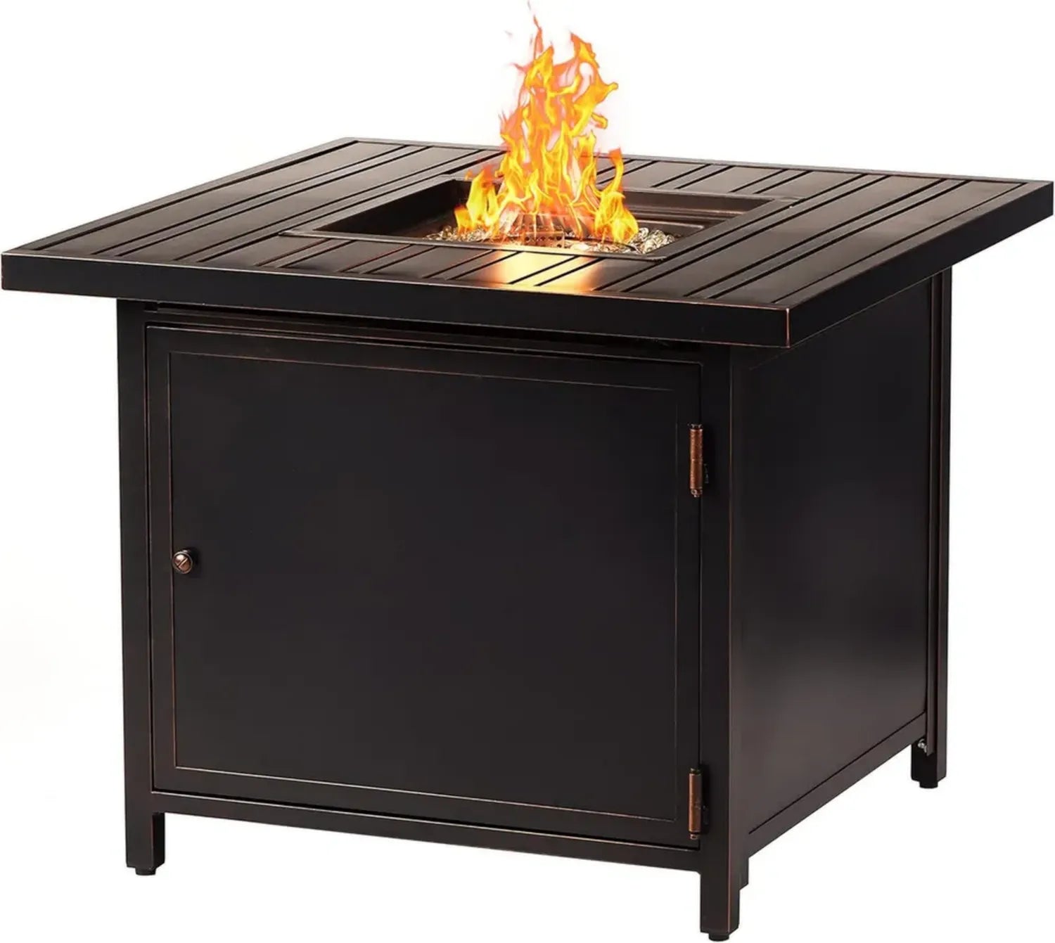 Table de Feu au Gaz Propane en Aluminium avec Perles de Verre, 37 000 BTU, Finition Cuivre, 81,3 x 81,3 cm