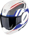 Casque Modulable Scorpion Exo-Tech Evo Furio Blanc Rouge Bleu, Taille L