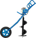 Tarière thermique 2 temps 63 CC, 2,2 kW avec roues, foret Ø 300 mm, outil de jardinage bleu
