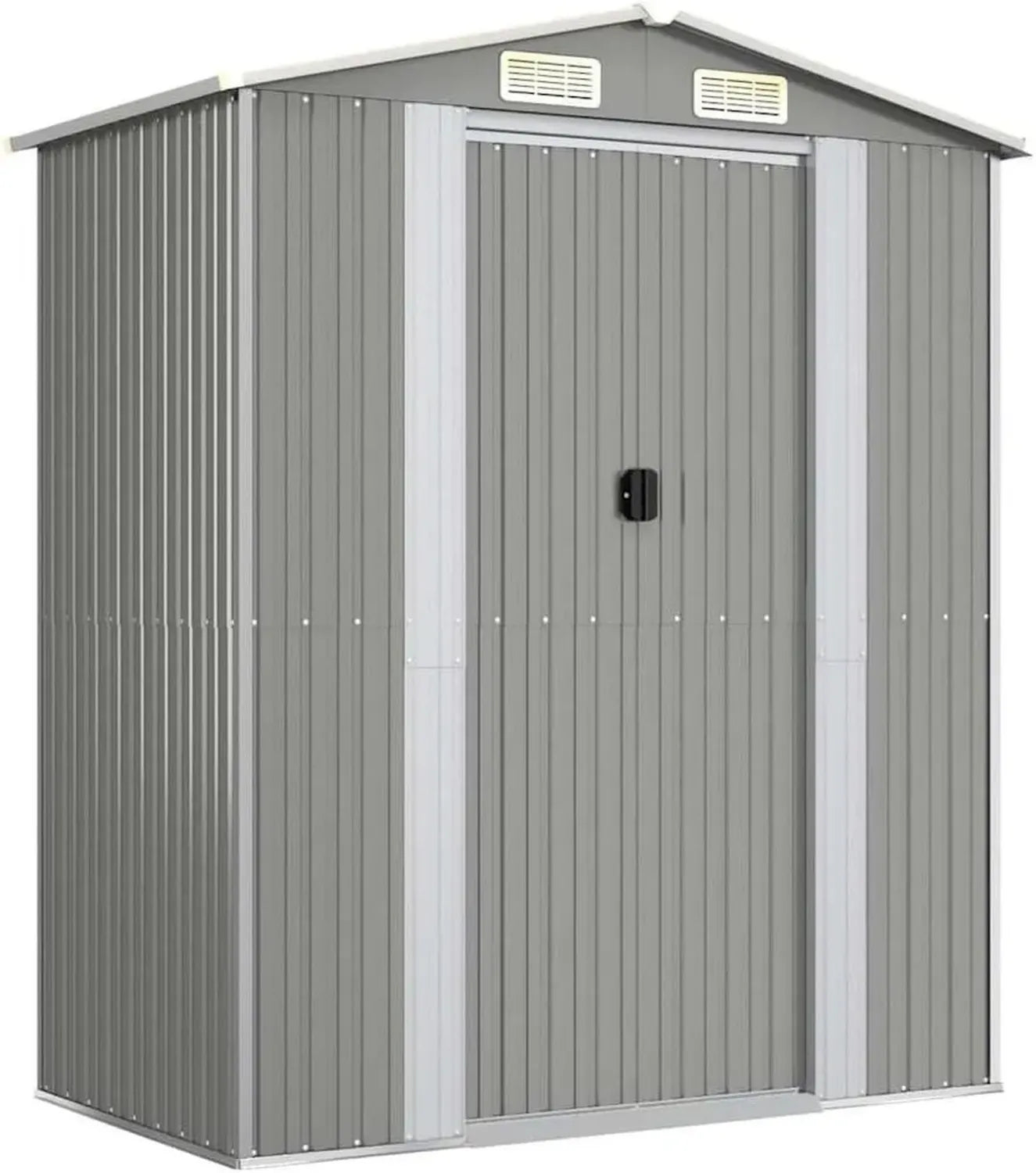 Cabane de Jardin Extérieure en Acier Gris 192x108x223 cm, Stockage Idéal pour Outils