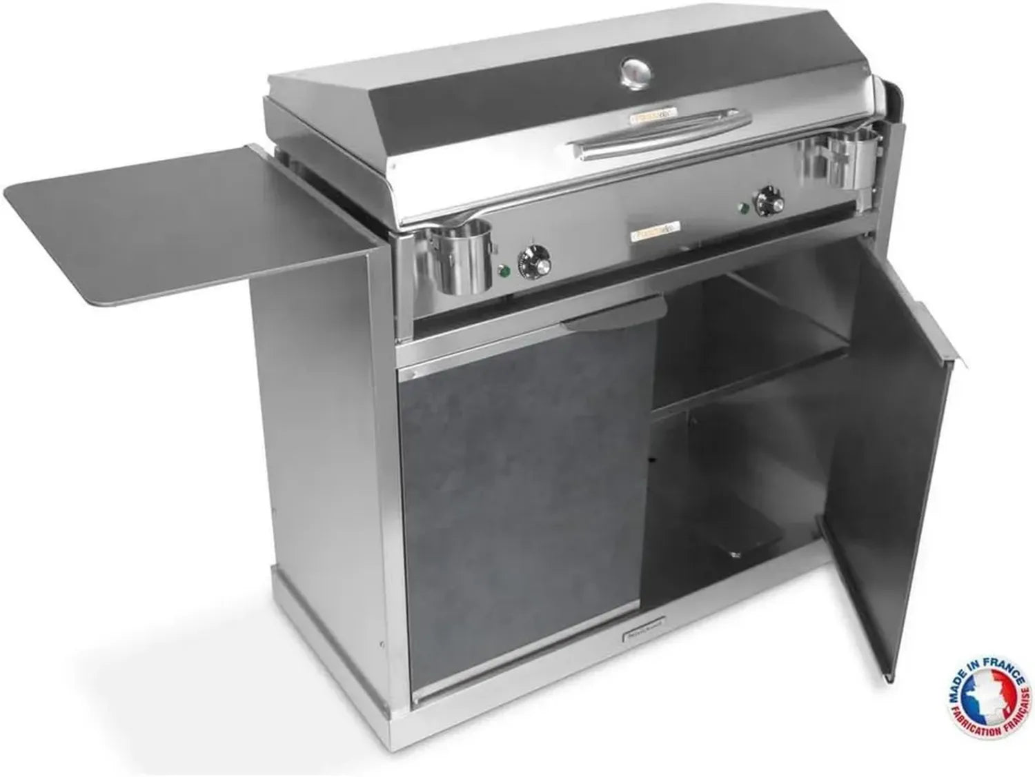 Plancha Électrique ANTHEA avec Chariot et Accessoires - Acier Inoxydable - Thermostat Réglable - 3600W - 16 Personnes - Fabriqué en France