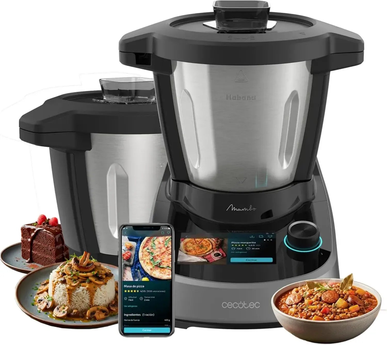Cecotec Robot Culinaire Mambo Touch avec Bol Habana Pro, 37 Fonctions, Écran Tactile, Application, Bol 3.3L, Balance Intégrée