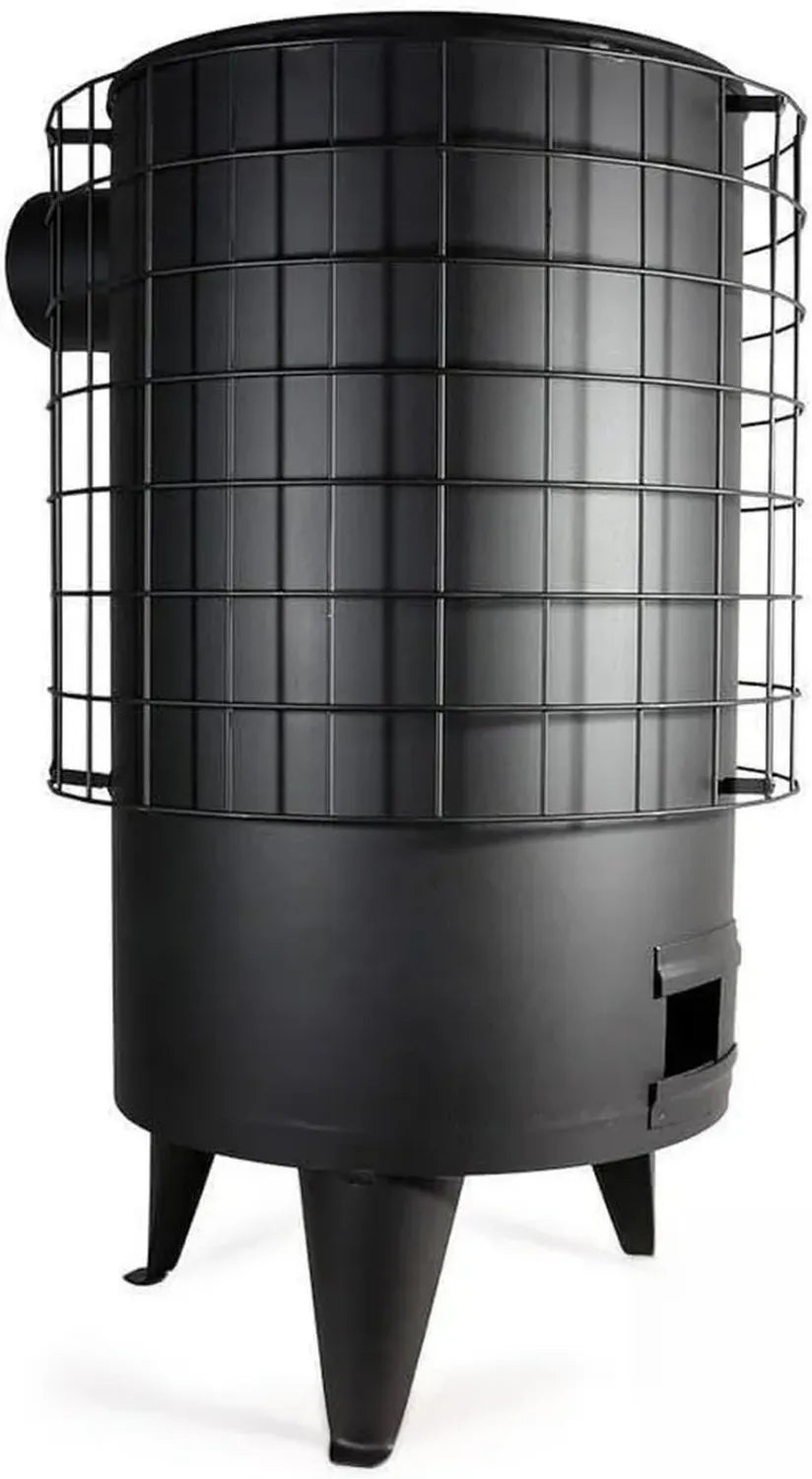 Poêle à bois en acier noir, design rond, 68 cm, 7 kW