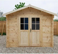 Abri de Jardin en Bois Massif 9m² - Épaisseur 40mm, Marron avec Toit Voliges 20mm et Vitrage en Verre 4mm