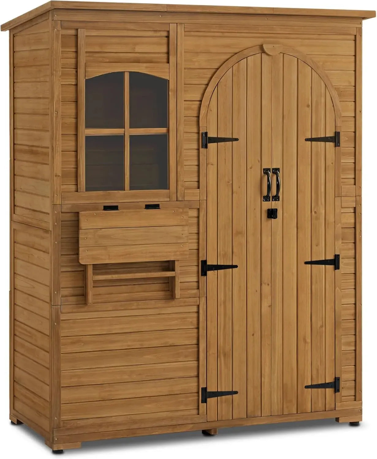 Armoire de Rangement Extérieur en Bois, Étanche et Résistante, pour Jardin, Terrasse ou Balcon - 73x144x185 cm
