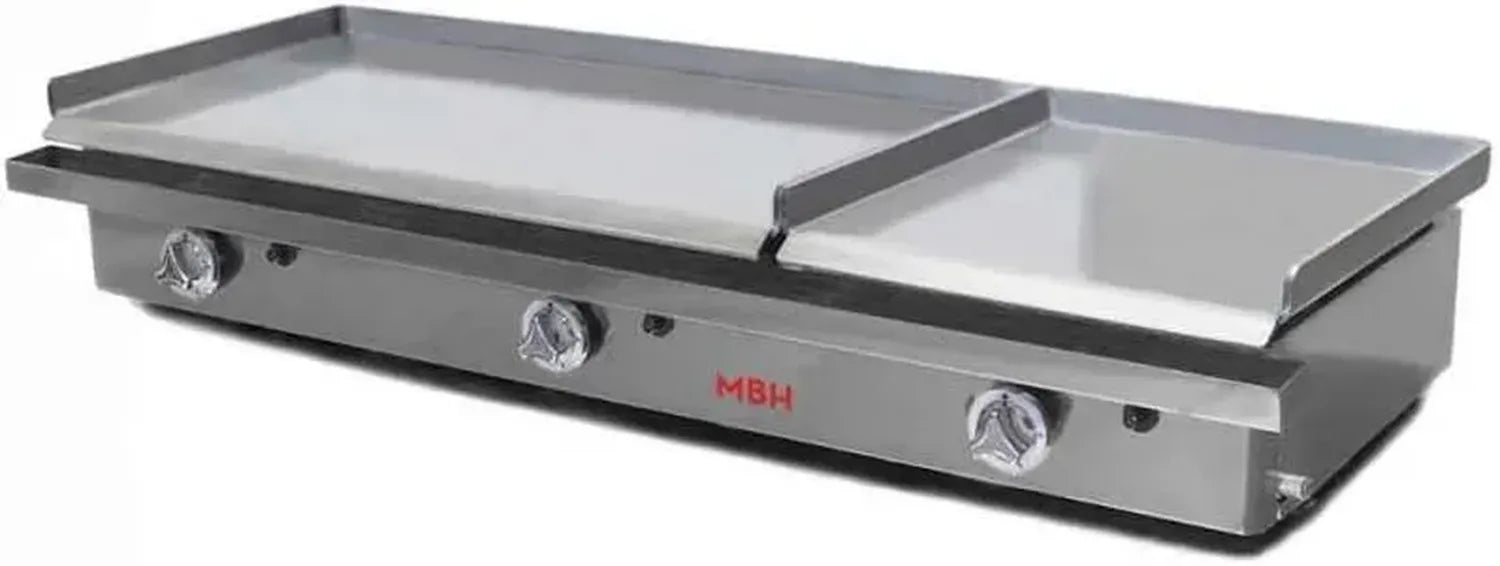 Plancha professionnelle à gaz 80 cm Acier laminé - Double zone pour bar et restaurant