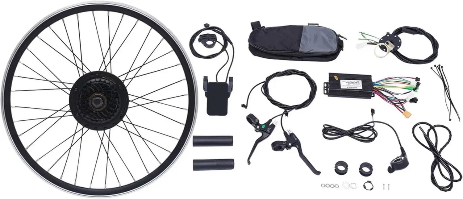 Ensemble de Conversion Vélo Électrique 36V 500W Roue Arrière avec Écran LCD et Capteur de Vitesse PAS