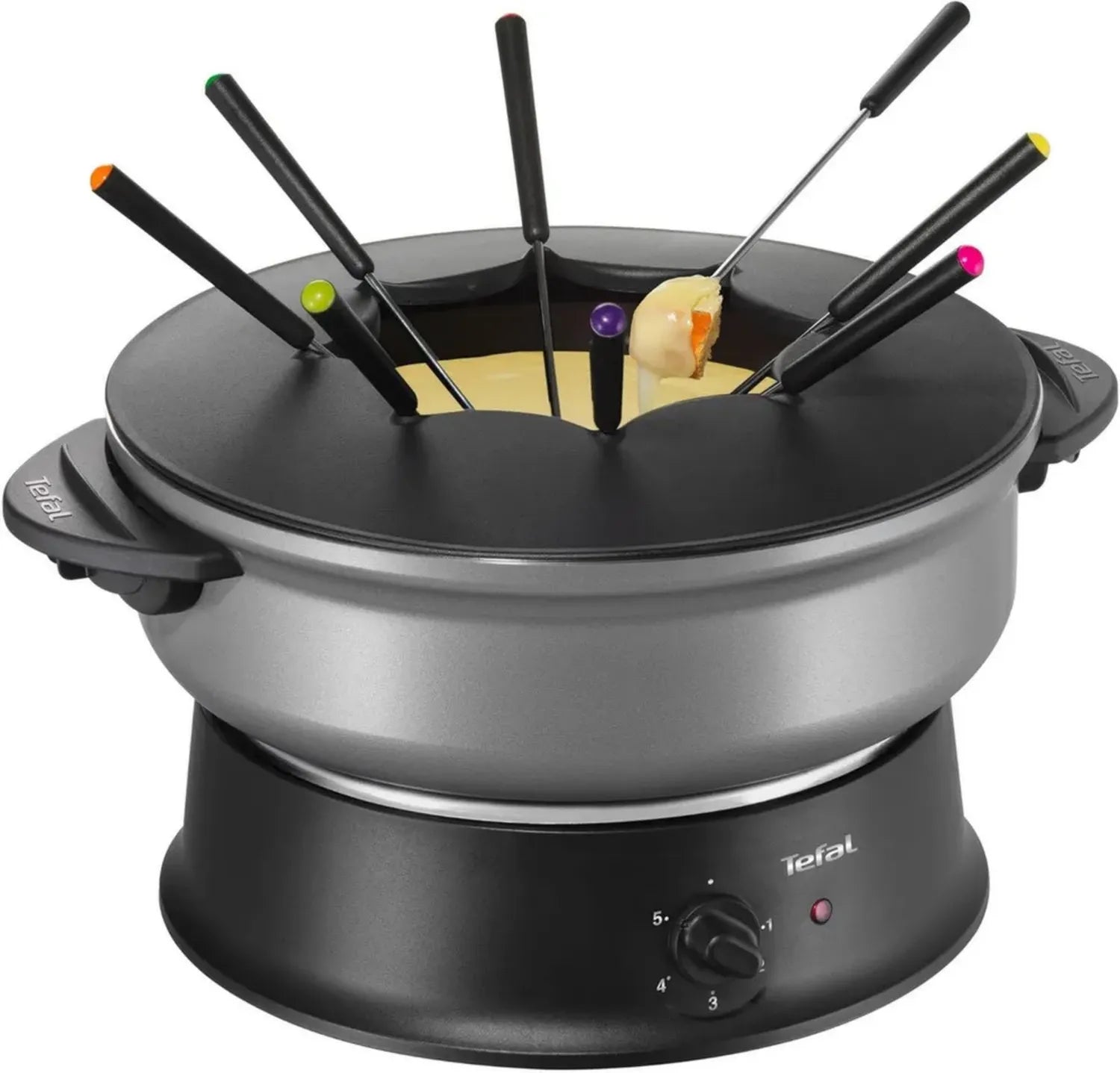 Ensemble Wok et Fondue Tefal avec Couvercle en Verre, Thermostat Ajustable, Revêtement Antiadhésif, Caquelon en Aluminium, 8 Fourchettes