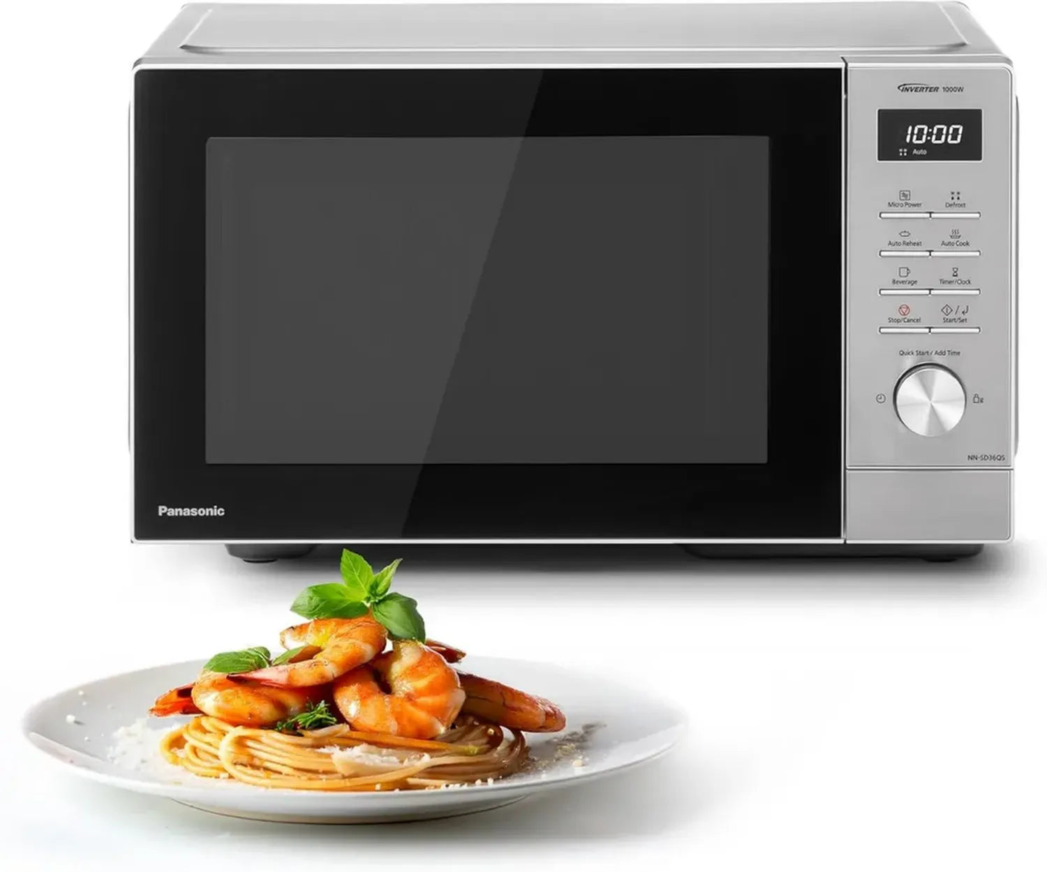 Four à micro-ondes solo Panasonic 29L inox, 1000W, décongélation automatique, 11 programmes