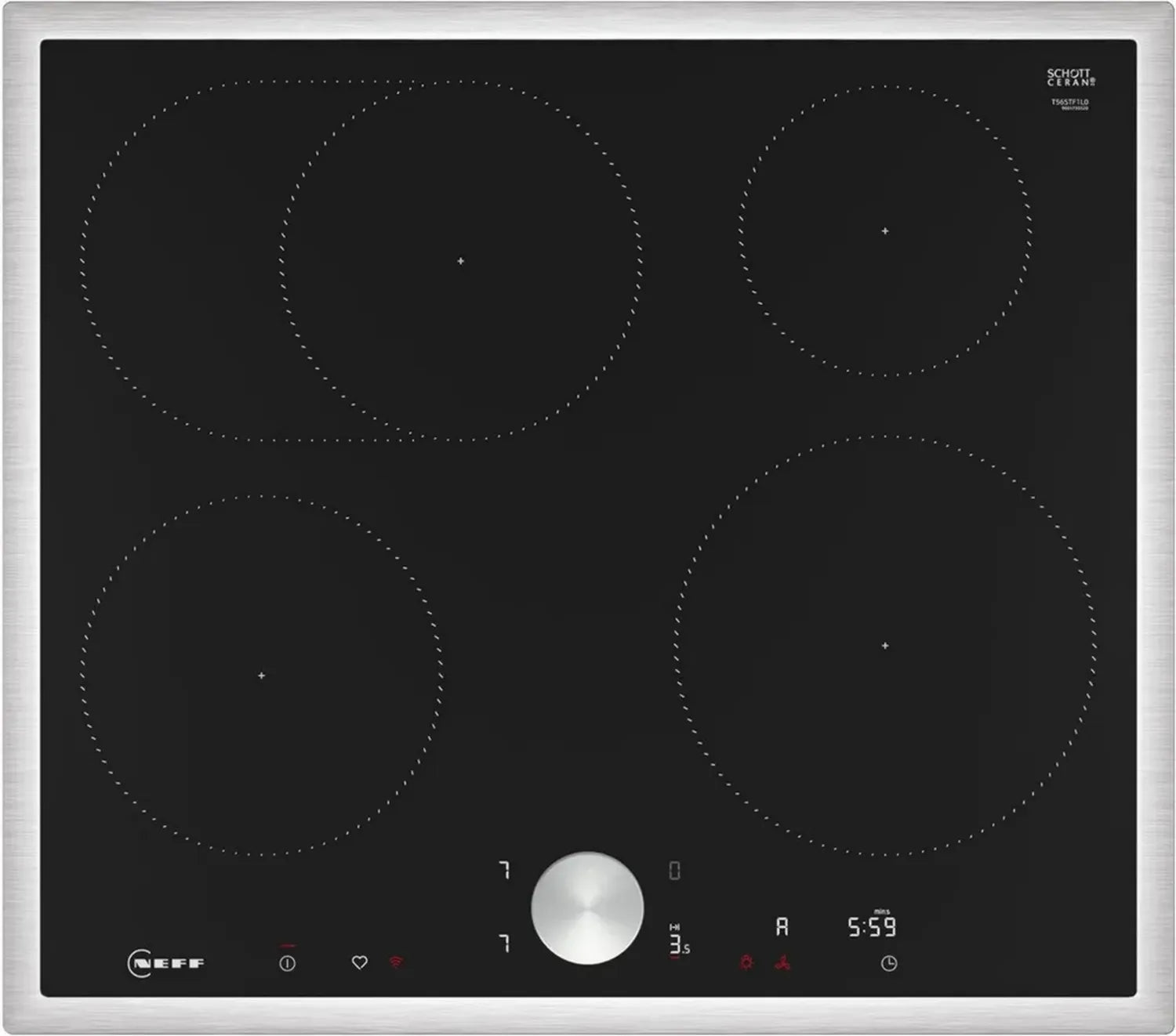 Plaque de cuisson vitrocéramique NEFF T56STF1L0 N90 60 cm avec Twist Pad et Home Connect