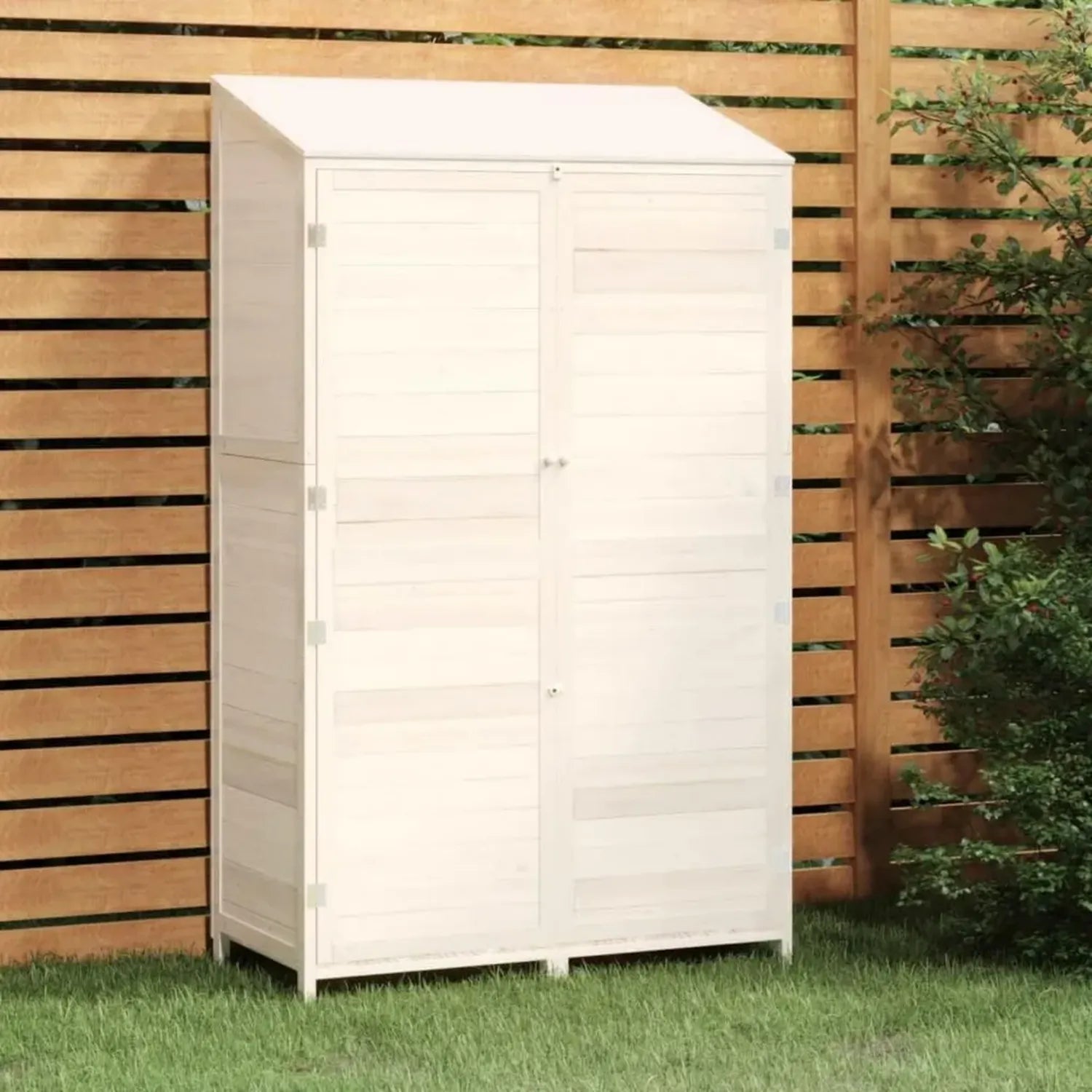 Cabane de jardin en bois de pin massif blanc 102 x 52 x 174,5 cm - Solution de rangement robuste pour jardin