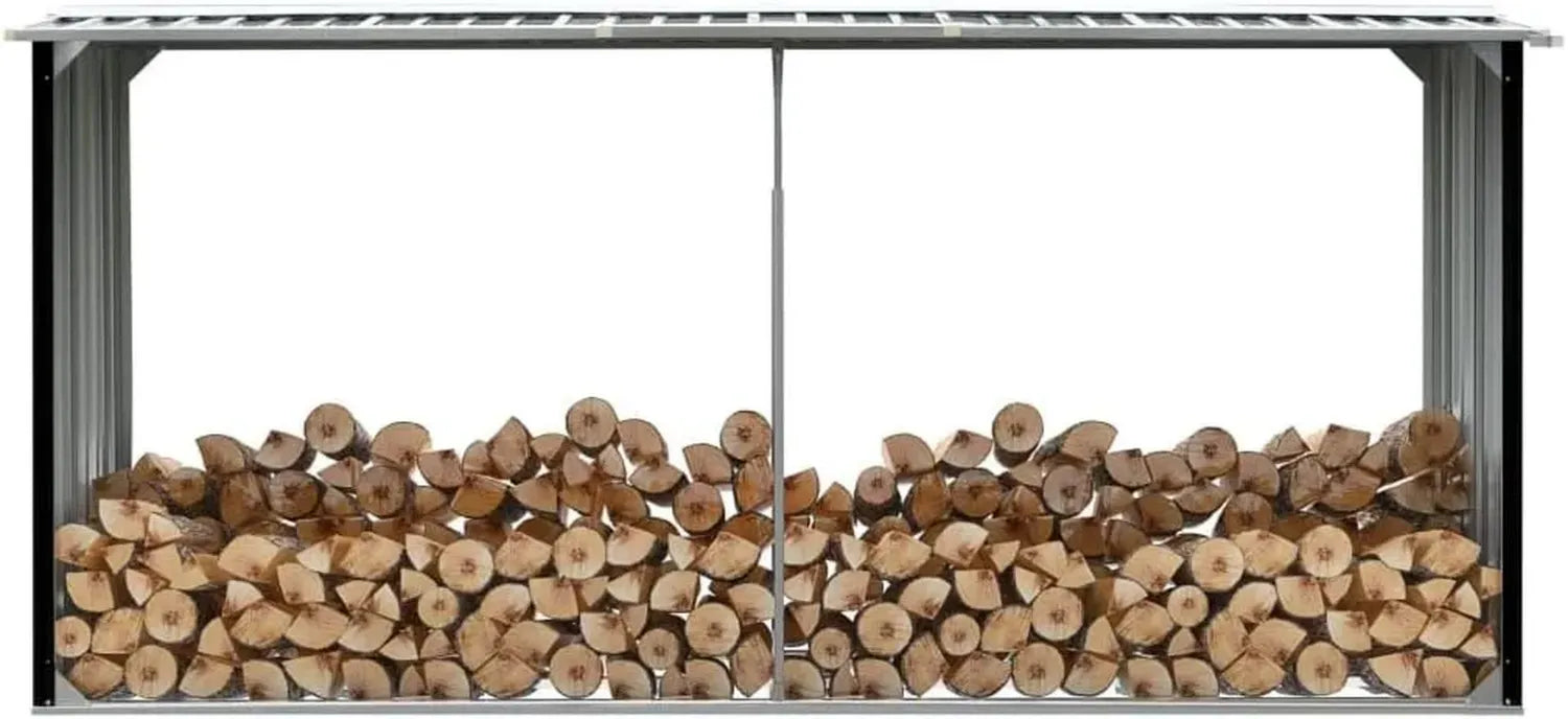 Abri en acier galvanisé pour bûches 330x92x153cm, Anthracite