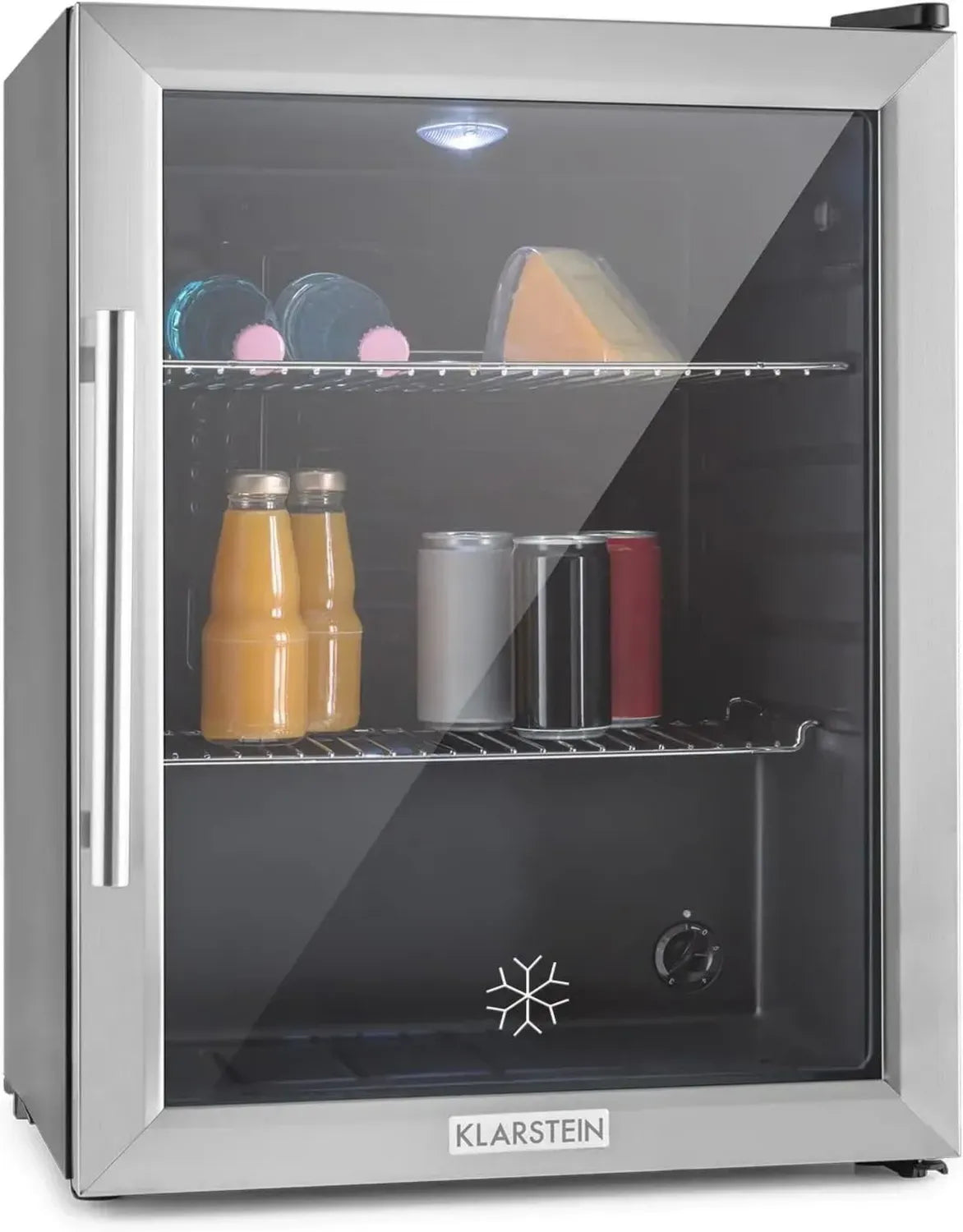 Mini Réfrigérateur Silencieux KLARSTEIN, 60L, pour Chambre et Bureau, Étagères Réglables, Idéal pour Boissons, Vin et Bière