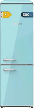 Réfrigérateur Retro Cecotec 300L - Bolero CoolMarket Combi 300, Classe E, Éclairage LED, Crisper Box, Température Réglable, Poignée Chromée