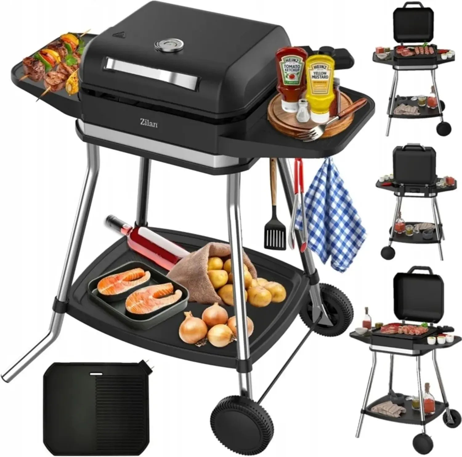 Grill électrique multifonction 3050 W pour balcon et extérieur – Puissant avec régulateur de température