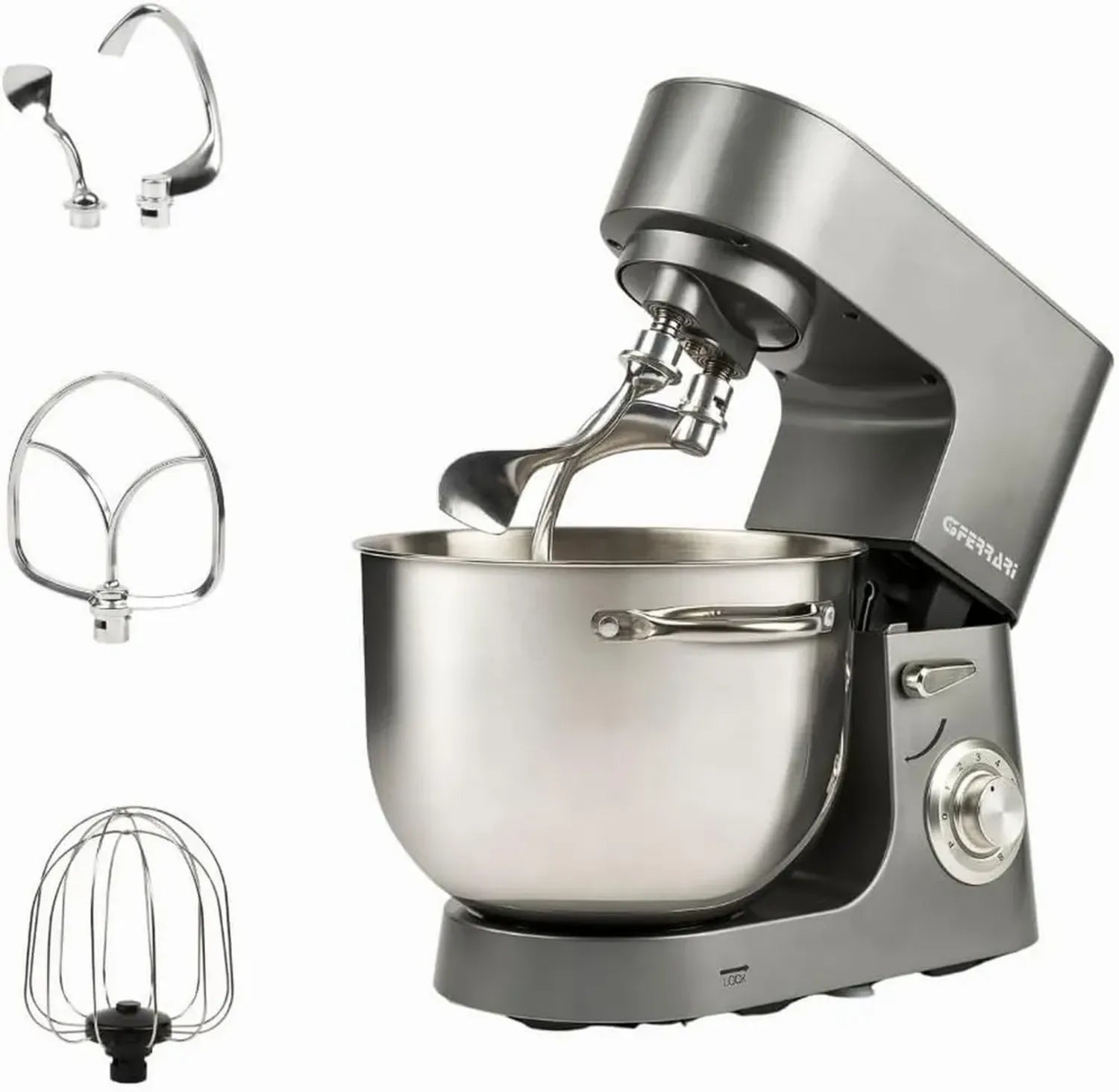 G3 Ferrari G20164 Pétrin Planétaire 1800W, 8L, Bol Inox avec Poignées, 8 Vitesses, Pulse