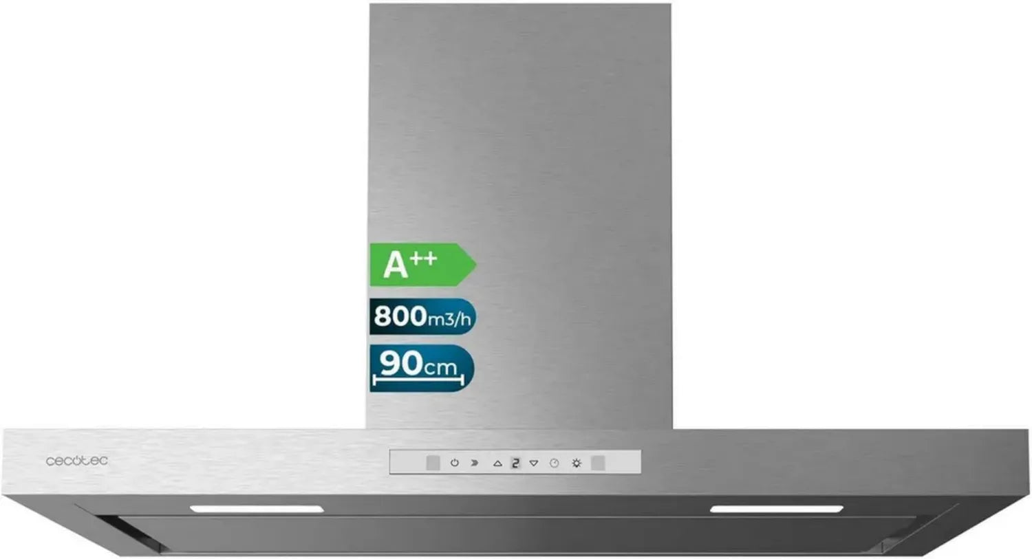 Hotte Aspirante 90 cm Inox Cecotec, 800m³/h, Écran Tactile
