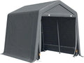 Abri de Jardin Outsunny Gris Foncé, Tente de Stockage avec Armature Métallique, Double Porte Zippée, Protection Contre Intempéries, 280 x 240 x 240 cm