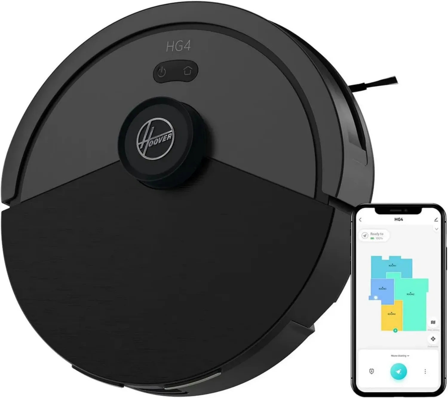 Aspirateur Robot Hoover 4000Pa, Navigation Laser, Capteur Intelligent, Tous Types de Sols, Connectivité App