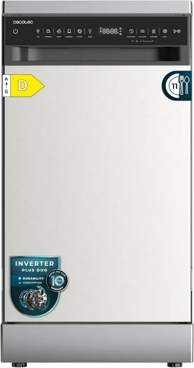 Lave-vaisselle Compact Cecotec Bolero Aguazero 45 cm Inox - 11 Couverts, 9 Programmes, Classe Énergétique D