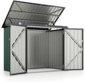 COSTWAY Abri de Jardin Métallique Verrouillable 1,5 m², Abri Extérieur pour Poubelle avec Toit Ouvert et Double Portes, Stockage Imperméable pour Vélos et Outils, Vert