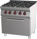 Cuisinière à gaz 4 brûleurs avec four GN 2/1 - Casselin