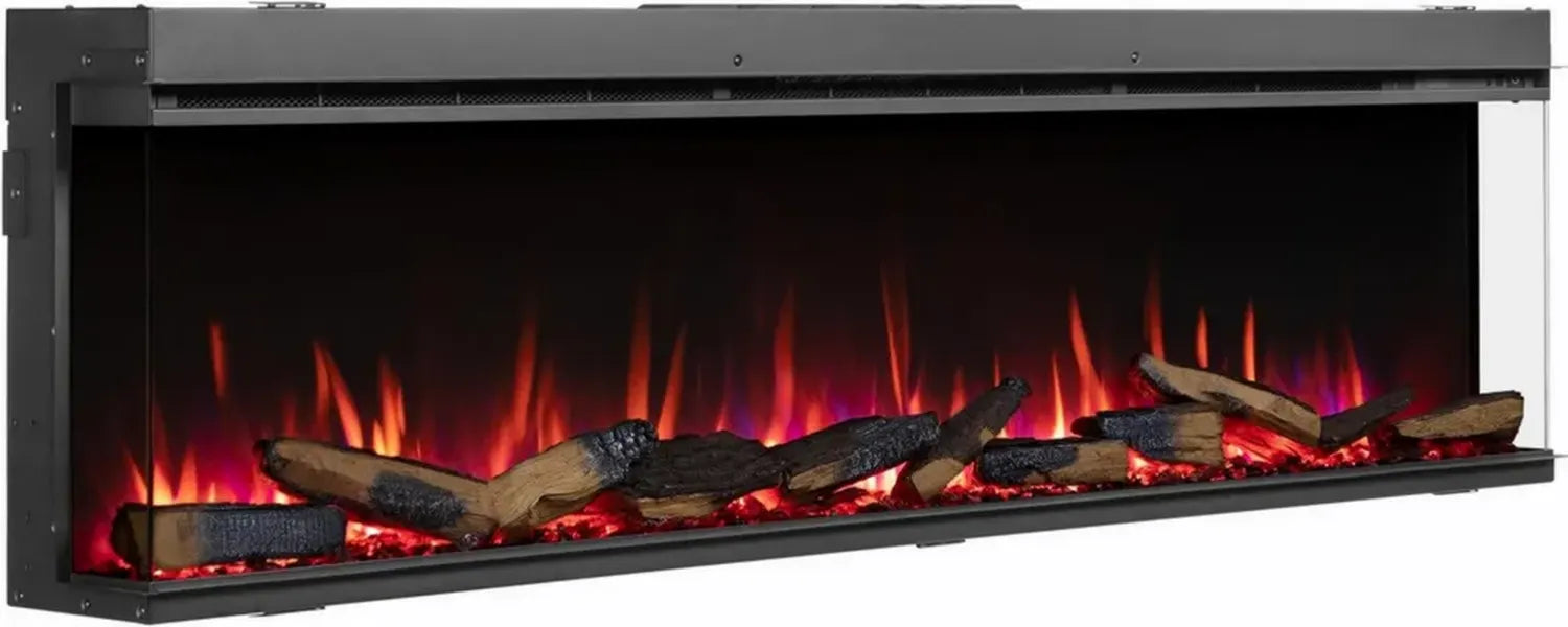 BALDERIA Athena 72' Cheminée électrique encastrable avec chauffage, flammes réalistes 3D, LED, télécommande, minuterie et thermostat - Noir