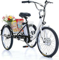 Tricycle Électrique Adulte 24', Vélo Trois Roues Seniors, 3 Modes, Siège Réglable, Charge 180Kg