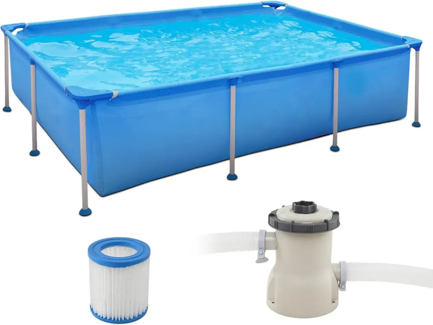 Piscine Tubulaire Rectangulaire 258x179x66 cm Résistante en PVC avec Pompe et Filtre
