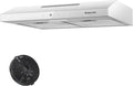 Hotte de Cuisine 60 cm GASLAND SR60WS, Silencieuse 214 m³/h, 3 Vitesses, Filtre à Charbon Inclus, Métal Blanc et Verre
